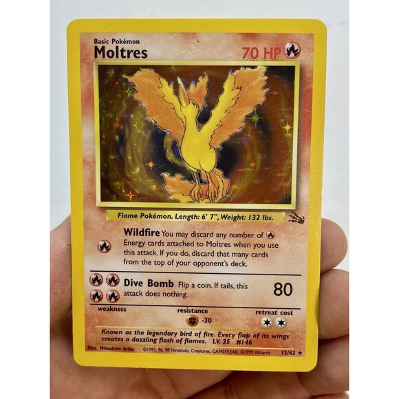 Moltres 12/62 Fossil Holo LP Retro Vintage Authentic Legendary Bird - Picture 1 of 2